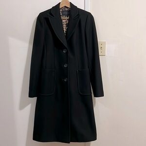 Banana Republic Long Single Breasted Wool Coat with Pockets in Black